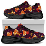 Cute Cartoon Red Panda Pattern Print Black Chunky Shoes