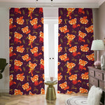 Cute Cartoon Red Panda Pattern Print Blackout Pencil Pleat Curtains
