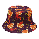Cute Cartoon Red Panda Pattern Print Bucket Hat