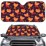 Cute Cartoon Red Panda Pattern Print Car Windshield Sun Shade