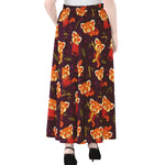 Cute Cartoon Red Panda Pattern Print Chiffon Maxi Skirt