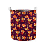 Cute Cartoon Red Panda Pattern Print Collapsible Laundry Basket