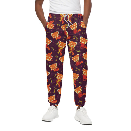 Cute Cartoon Red Panda Pattern Print Cotton Pants