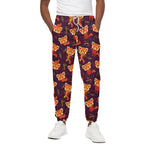 Cute Cartoon Red Panda Pattern Print Cotton Pants