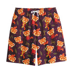Cute Cartoon Red Panda Pattern Print Cotton Shorts