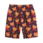 Cute Cartoon Red Panda Pattern Print Cotton Shorts