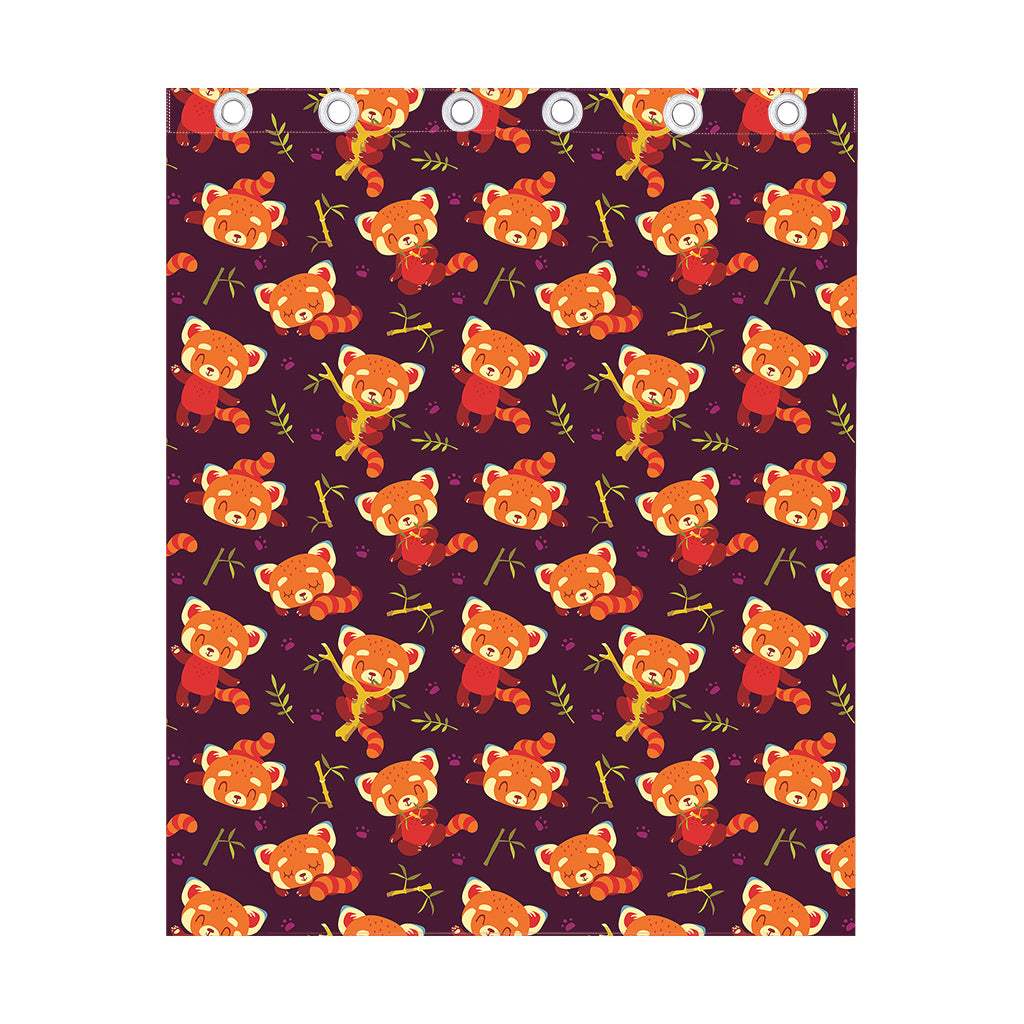 Cute Cartoon Red Panda Pattern Print Curtain