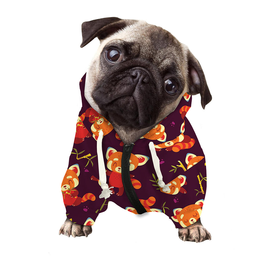Cute Cartoon Red Panda Pattern Print Dog Zip Up Hoodie