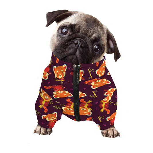 Cute Cartoon Red Panda Pattern Print Dog Zip Up Jacket