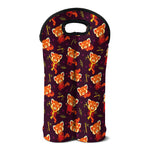 Cute Cartoon Red Panda Pattern Print Double Neoprene Wine Tote