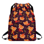 Cute Cartoon Red Panda Pattern Print Drawstring Backpack