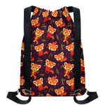 Cute Cartoon Red Panda Pattern Print Drawstring Backpack