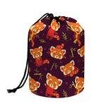 Cute Cartoon Red Panda Pattern Print Drawstring Makeup Bag