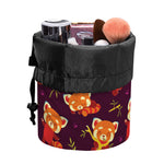 Cute Cartoon Red Panda Pattern Print Drawstring Makeup Bag