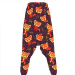 Cute Cartoon Red Panda Pattern Print Hammer Pants