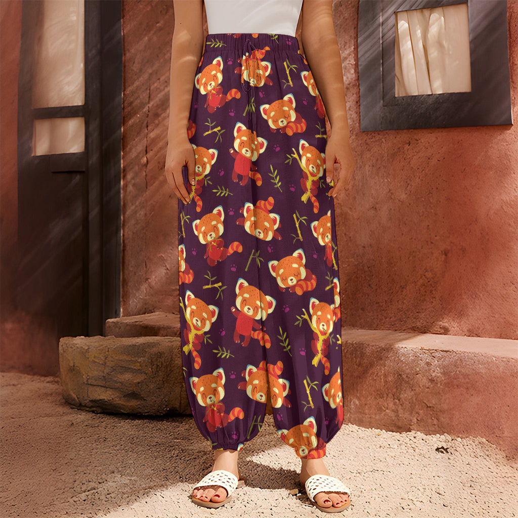 Cute Cartoon Red Panda Pattern Print Harem Pants