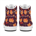 Cute Cartoon Red Panda Pattern Print High Top Leather Sneakers