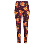 Cute Cartoon Red Panda Pattern Print High-Waisted Pocket Leggings