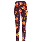 Cute Cartoon Red Panda Pattern Print High-Waisted Pocket Leggings