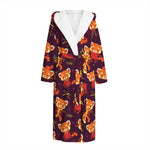 Cute Cartoon Red Panda Pattern Print Hooded Bathrobe