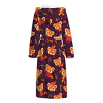 Cute Cartoon Red Panda Pattern Print Hooded Bathrobe
