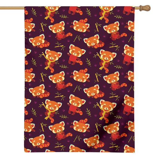 Cute Cartoon Red Panda Pattern Print House Flag