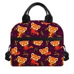 Cute Cartoon Red Panda Pattern Print Insulated Lunch Bag