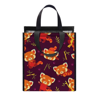 Cute Cartoon Red Panda Pattern Print Insulated Lunch Tote