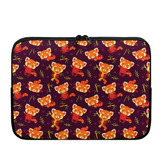 Cute Cartoon Red Panda Pattern Print Laptop Sleeve
