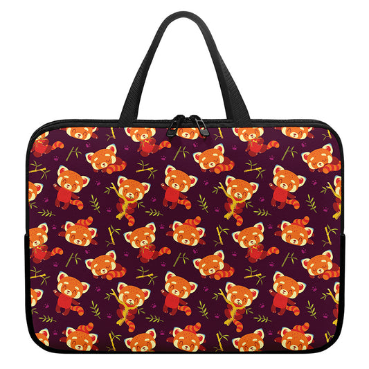 Cute Cartoon Red Panda Pattern Print Laptop Sleeve With Handle