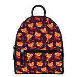 Cute Cartoon Red Panda Pattern Print Leather Backpack