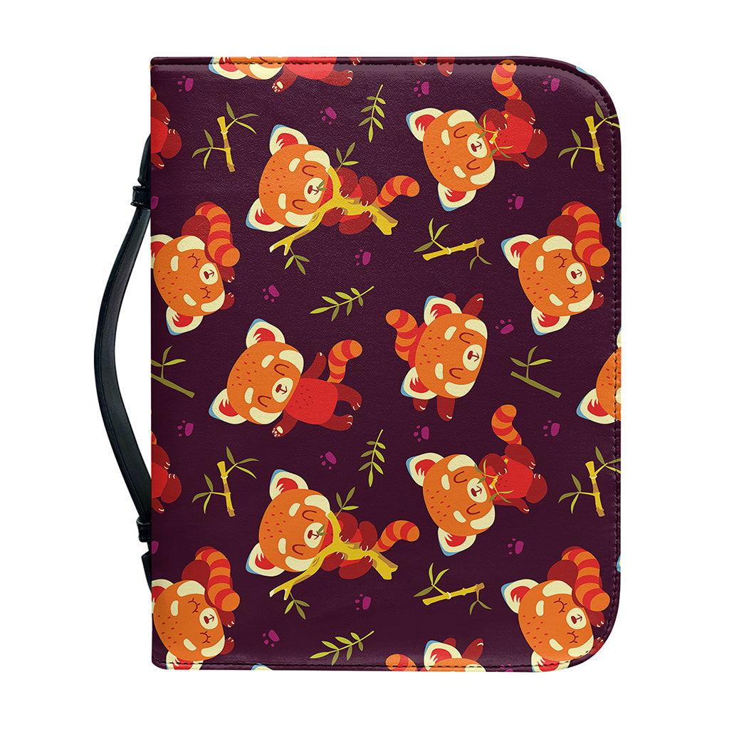 Cute Cartoon Red Panda Pattern Print Leather Bible Cover