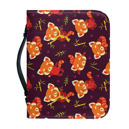 Cute Cartoon Red Panda Pattern Print Leather Bible Cover