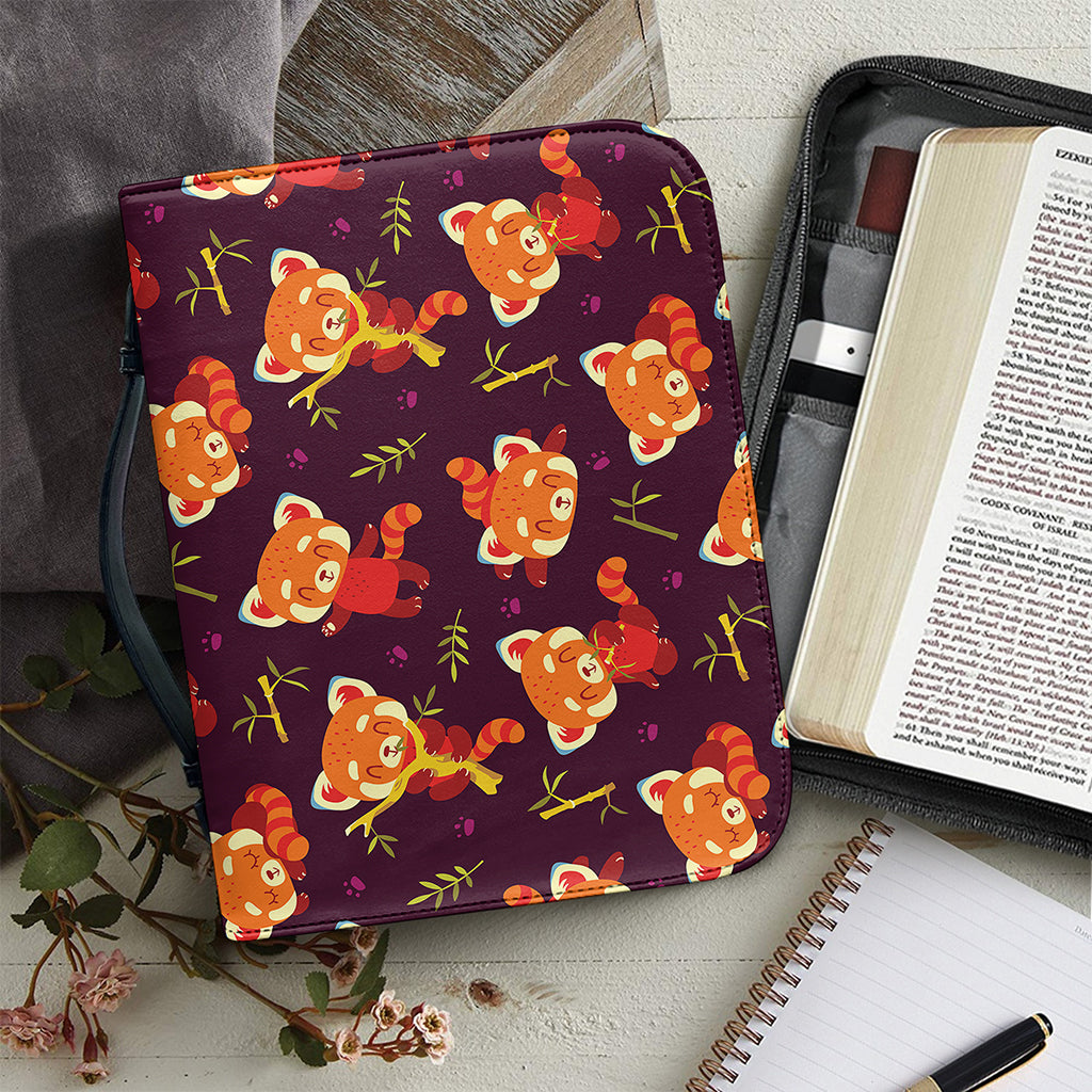 Cute Cartoon Red Panda Pattern Print Leather Bible Cover
