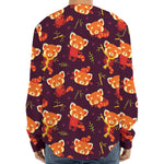 Cute Cartoon Red Panda Pattern Print Long Sleeve Baseball Jersey