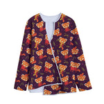 Cute Cartoon Red Panda Pattern Print Long Sleeve Short Coat