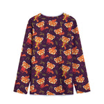 Cute Cartoon Red Panda Pattern Print Long Sleeve Short Coat