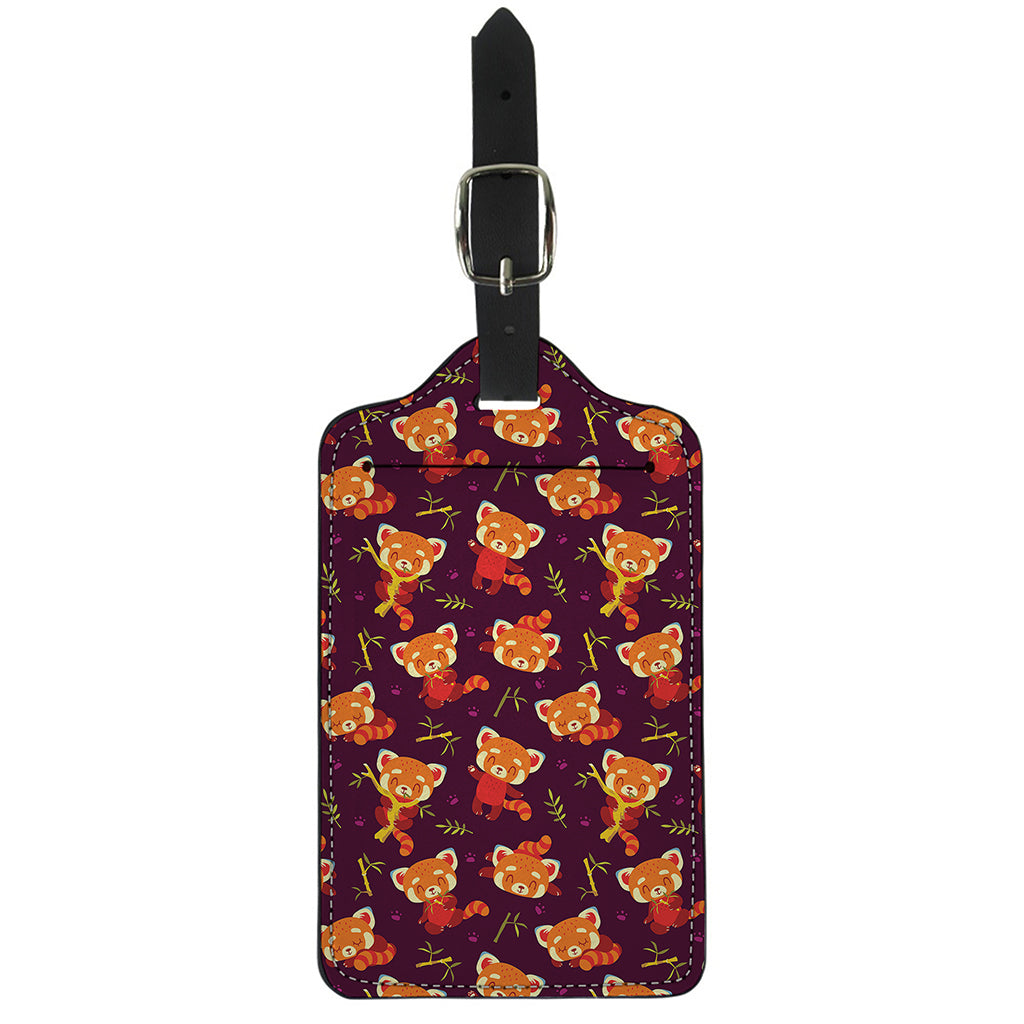 Cute Cartoon Red Panda Pattern Print Luggage Tag