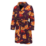 Cute Cartoon Red Panda Pattern Print Men's Bathrobe