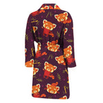 Cute Cartoon Red Panda Pattern Print Men's Bathrobe