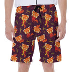 Cute Cartoon Red Panda Pattern Print Men's Beach Shorts