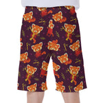 Cute Cartoon Red Panda Pattern Print Men's Beach Shorts