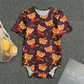 Cute Cartoon Red Panda Pattern Print Men's Bodysuit