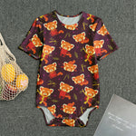 Cute Cartoon Red Panda Pattern Print Men's Bodysuit