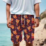 Cute Cartoon Red Panda Pattern Print Men's Cargo Shorts