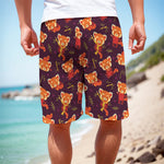 Cute Cartoon Red Panda Pattern Print Men's Cargo Shorts