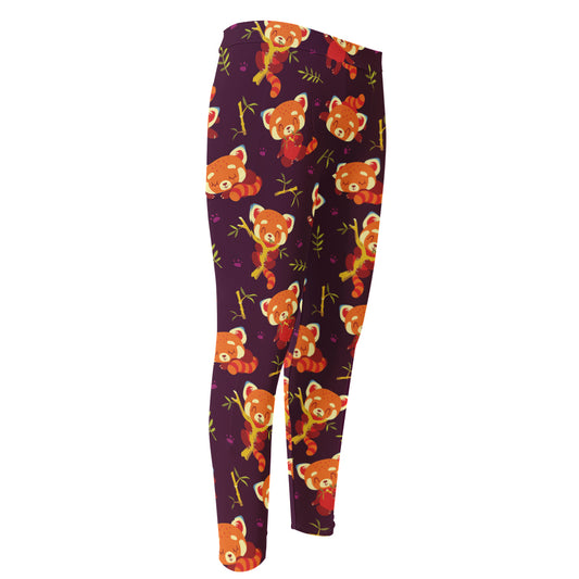 Cute Cartoon Red Panda Pattern Print Men's Compression Pants
