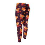 Cute Cartoon Red Panda Pattern Print Men's Compression Pants