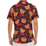 Cute Cartoon Red Panda Pattern Print Men's Deep V-Neck Shirt