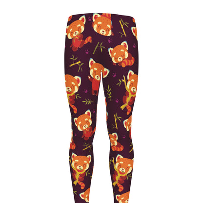 Cute Cartoon Red Panda Pattern Print Men's leggings